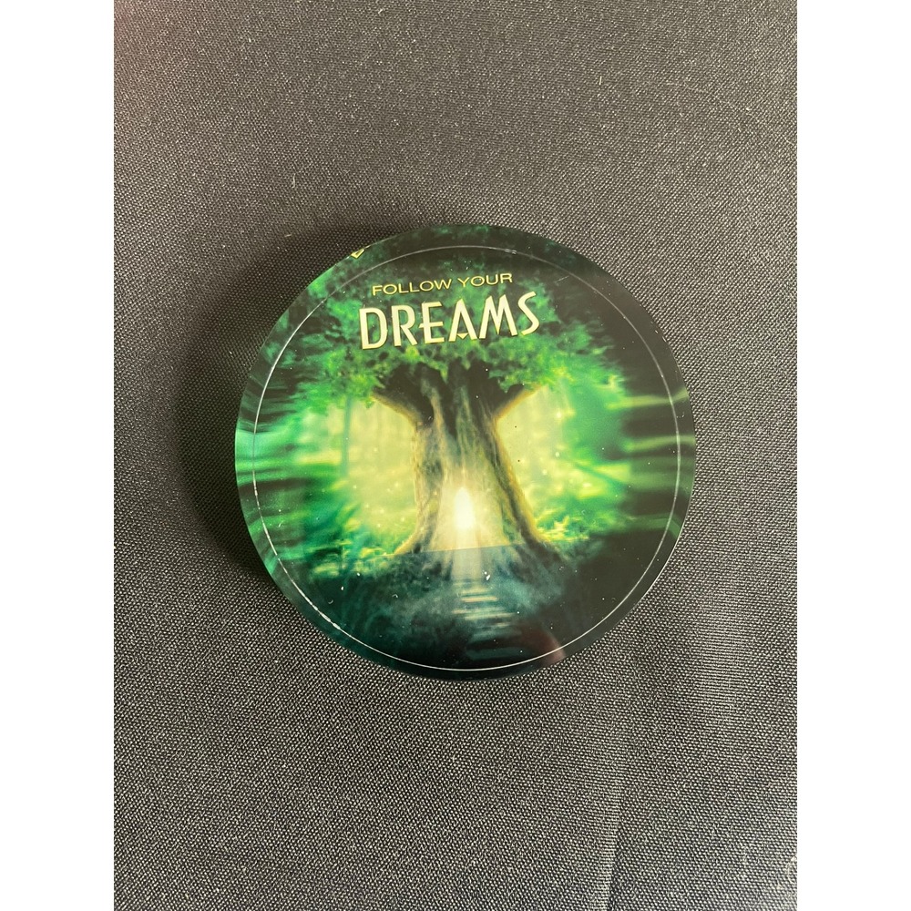 TR Follow Your Dreams Glass Paperweight Enchanted Forest Tree Round Desk Decor